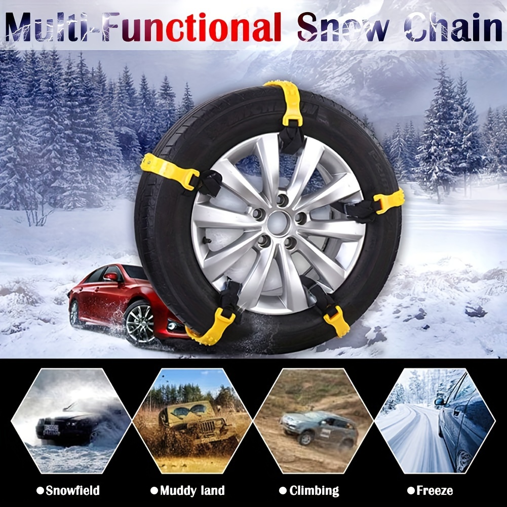 Set of 10 Snow Chains for Car,Universal Adjustable Emergency Traction Snow  Mud Security Tire Chains for Cars 