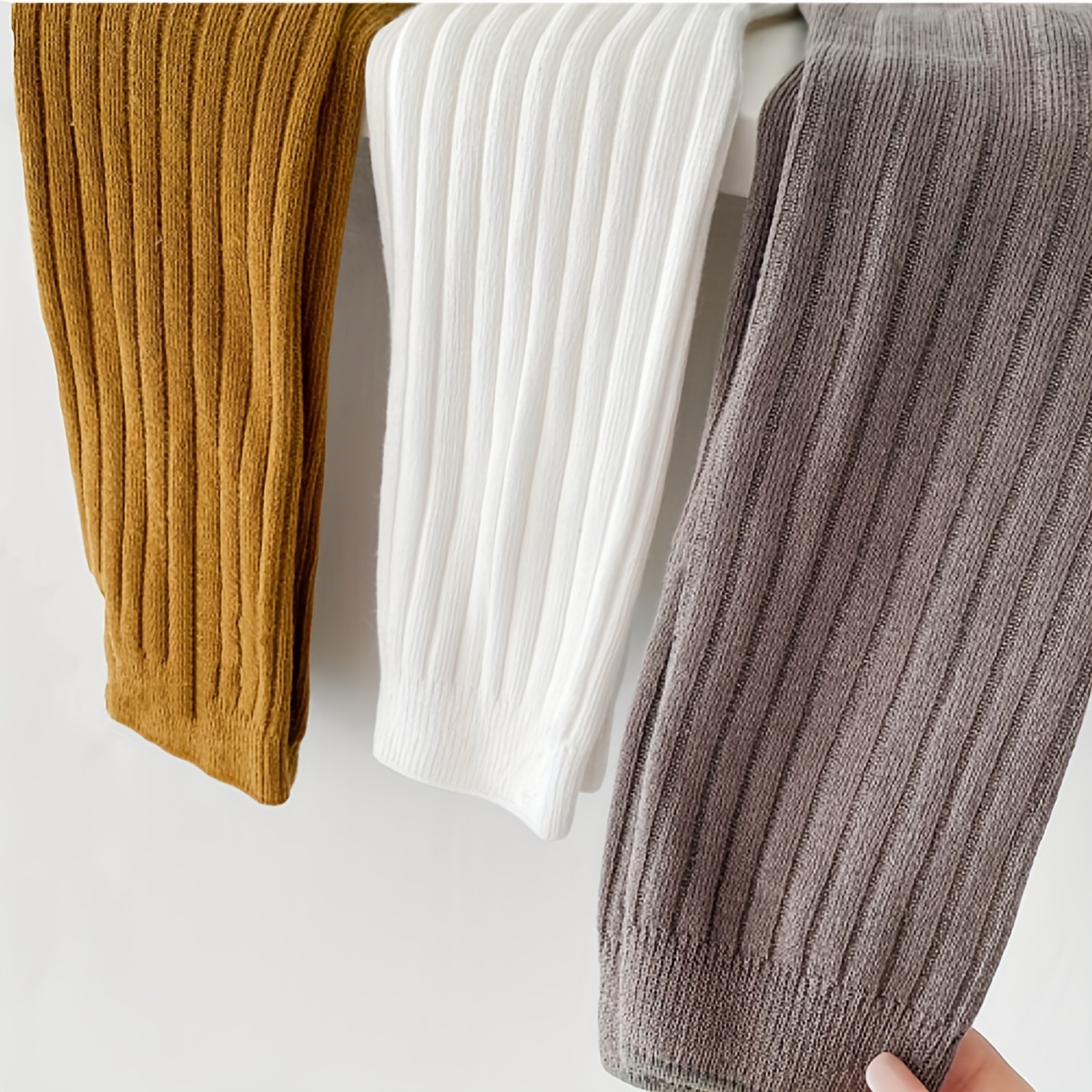 Girl's Bowknot Solid Knitted Pantyhose, Children's Toddlers Base Layer Fashion Leggings Pantyhose For Spring And Autumn