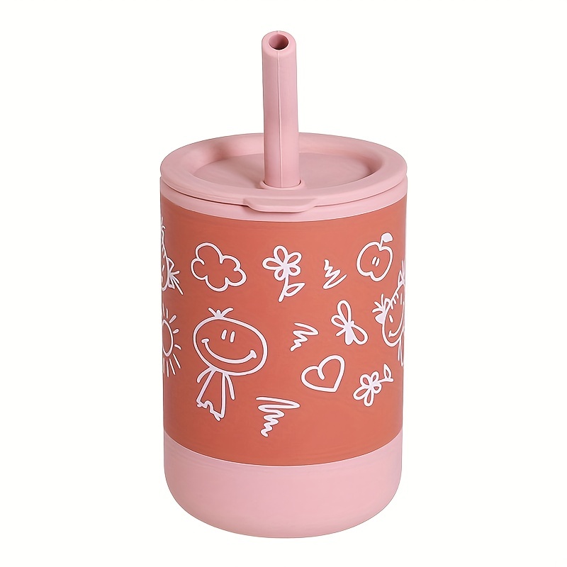 Children's Silicone Straw Cup, Creative Baby Learning Drinking Cup,  Anti-fall Anti-scald Baby Silicone Water Cup - Temu