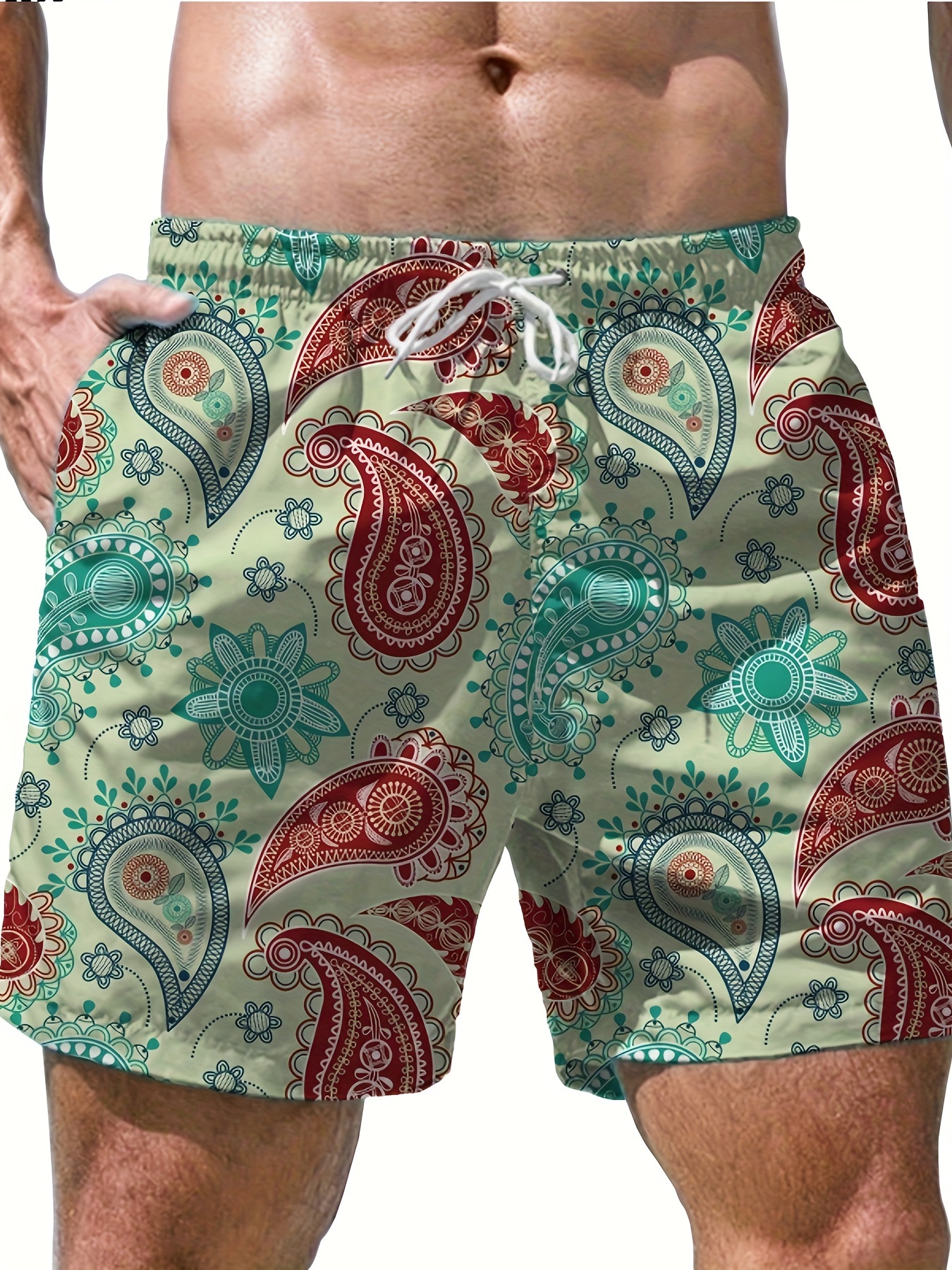 Mens Hawaiian Beach Bermuda Shorts Fashion Floral Swim Trunks