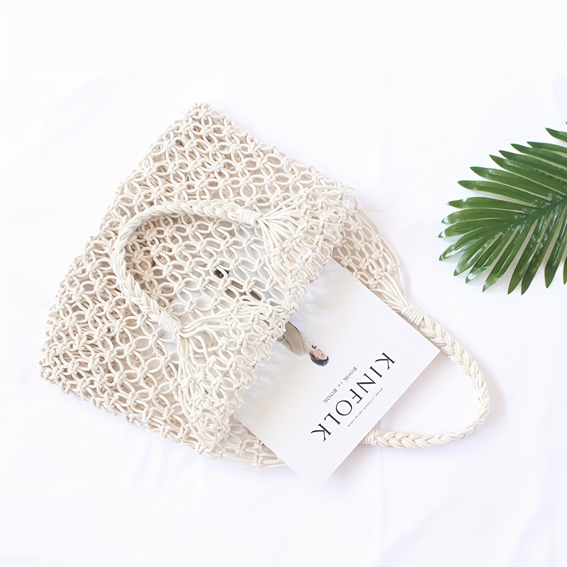 Straw Handbag Boho Style Beach Bag Woven Shoulder Bag