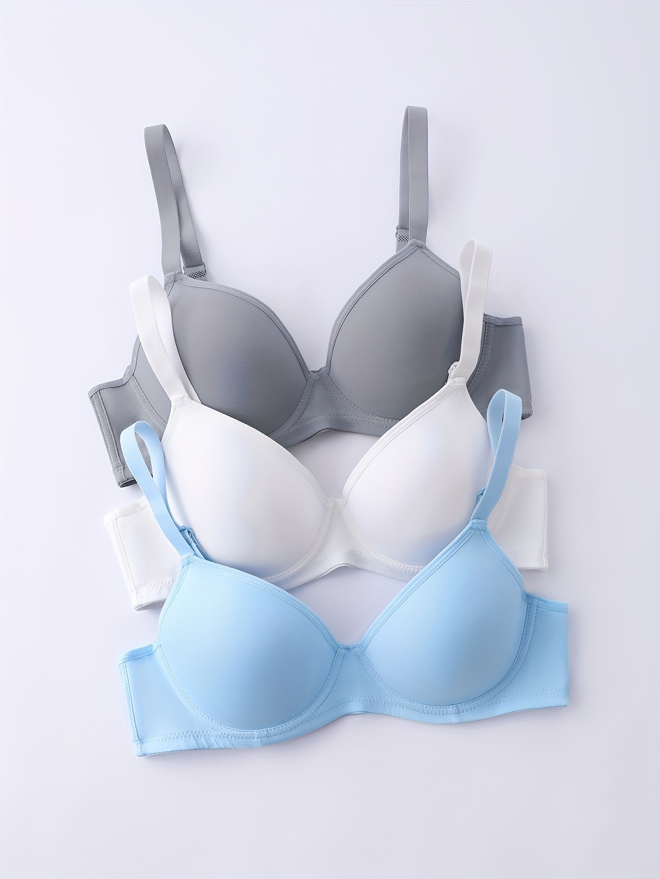 Simple Solid T shirt Bras Comfy Breathable Scallop Trim Push - Temu Canada