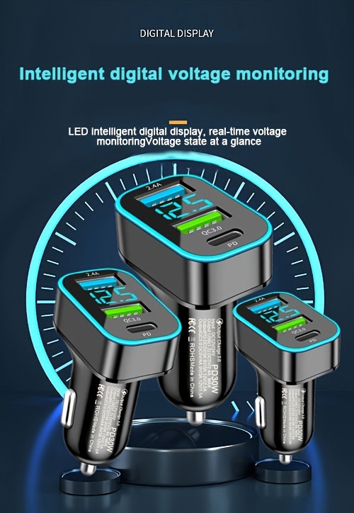 Auto-Handy-Ladegerät Intelligentes Digitales 12V&24V-Display Spannung  Hochleistung Für IOS Und Für Android Ultra-Schnellladung - Temu Germany
