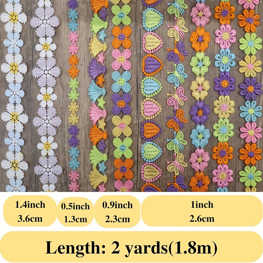 2 Yard 1.8 Inch Ethnic Fabric Trim Embroidered Ribbon DIY Handmade Sewing  Ribbons Clothing Decorative Lace Trim (2 Yard)