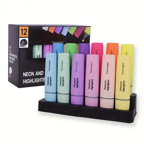 12Pack Aesthetic Pastel Highlighters with Chisel Tip, No Bleed Bible  Highlighter