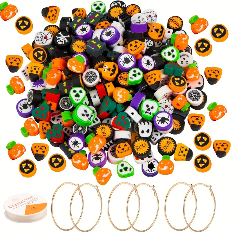 Halloween Polymer Clay Beads Mixed With Black Stone Spacer - Temu