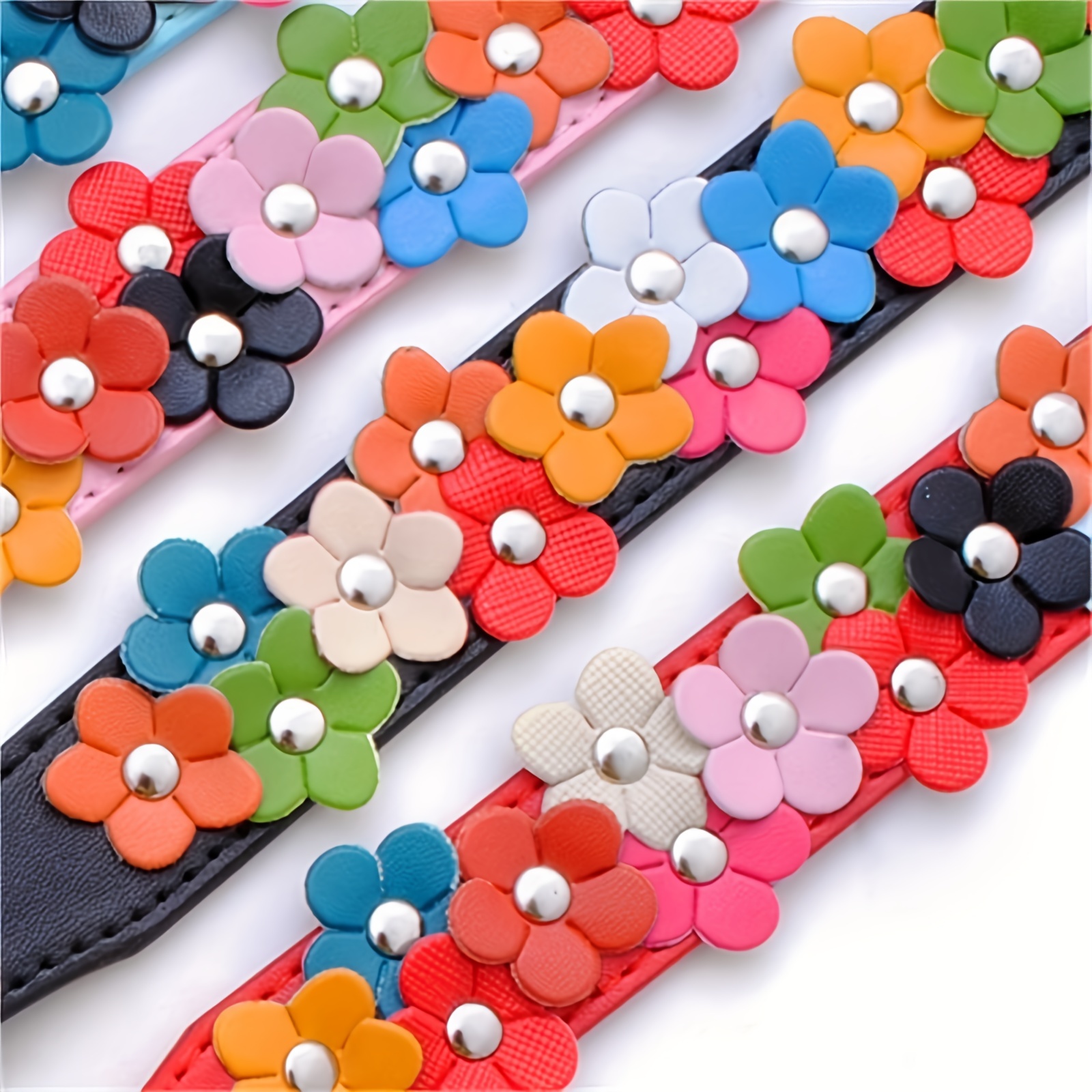 Adjustable Soft Dog Collar Multicolor Cute Flower Patterns for