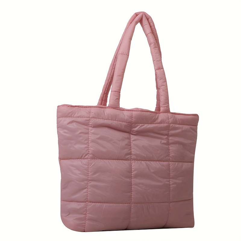 Solid Color Padded Tote Bag Classic All match Top Handle - Temu