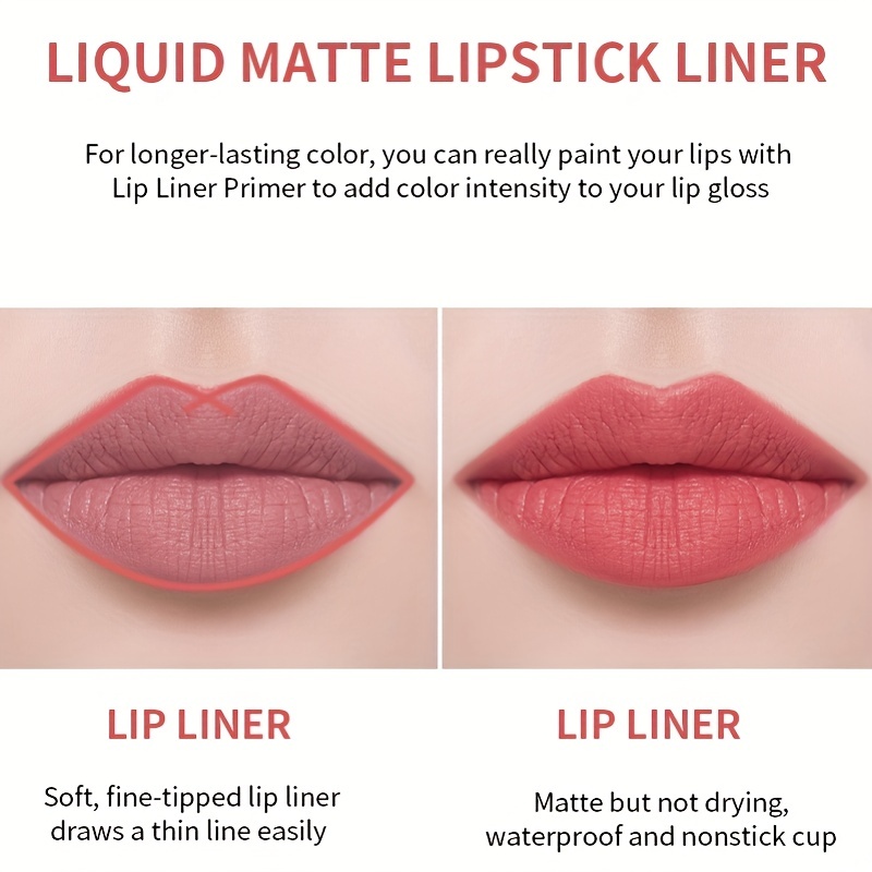 6 Colors 1 Matte Lip Liner + Gloss Set - Long Lasting, Waterproof