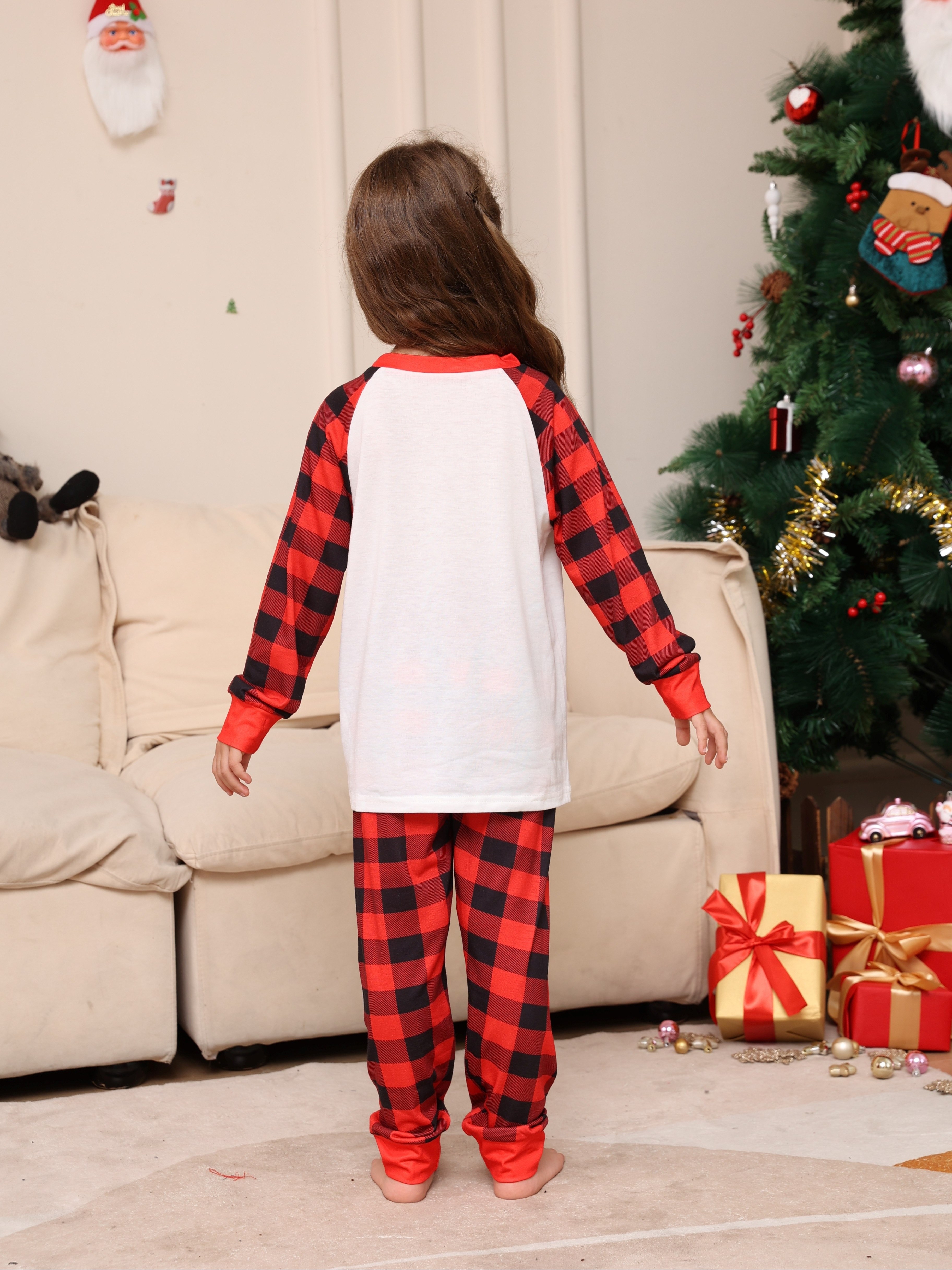 Family Matching Christmas Plaid Pattern Pajamas Romper Temu