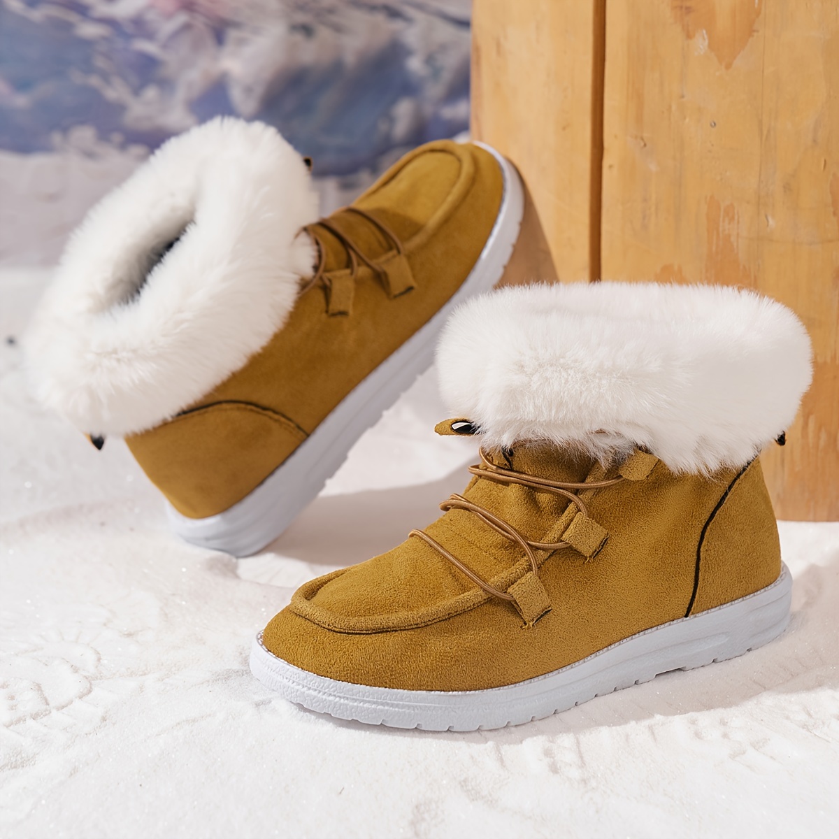 Women s Solid Color Fluffy Boots Slip Soft Sole Flat Warm Temu