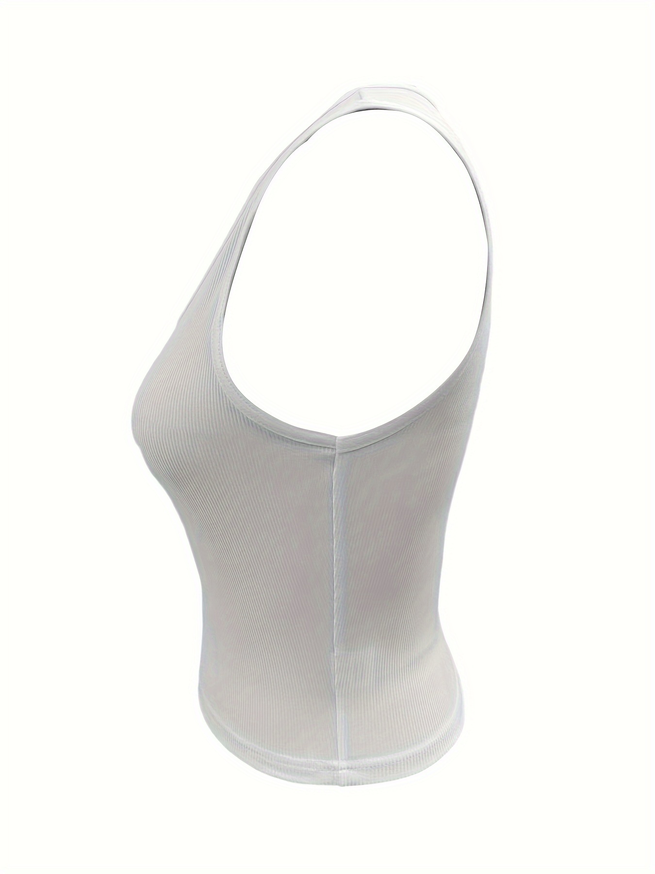 Women'S Fashionable Small V-Neck Tank Top - Light Blue, Ribbed, Notched Collar, Solid Color, Perfect for Spring/Summer/Fall, Casual Attire, Casual Wear|Vneck Top|Ribbed Texture