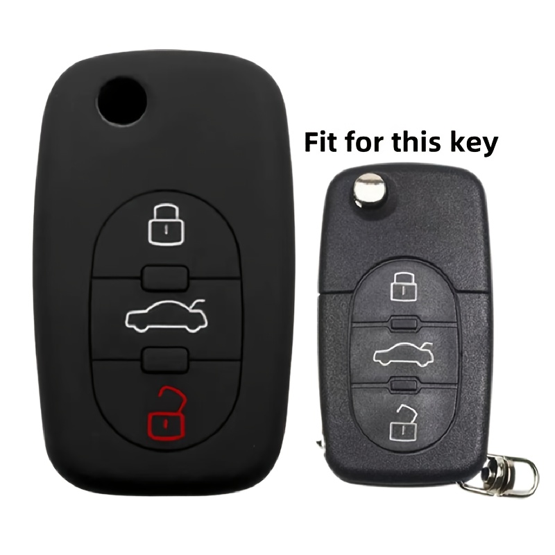 Funda de silicona para llave de coche, carcasa para Audi A3 8p A6 C6 A3 8v  A4 B7 A5 Q3 A1 A7 Q5, llavero con mando a distancia de 3 botones