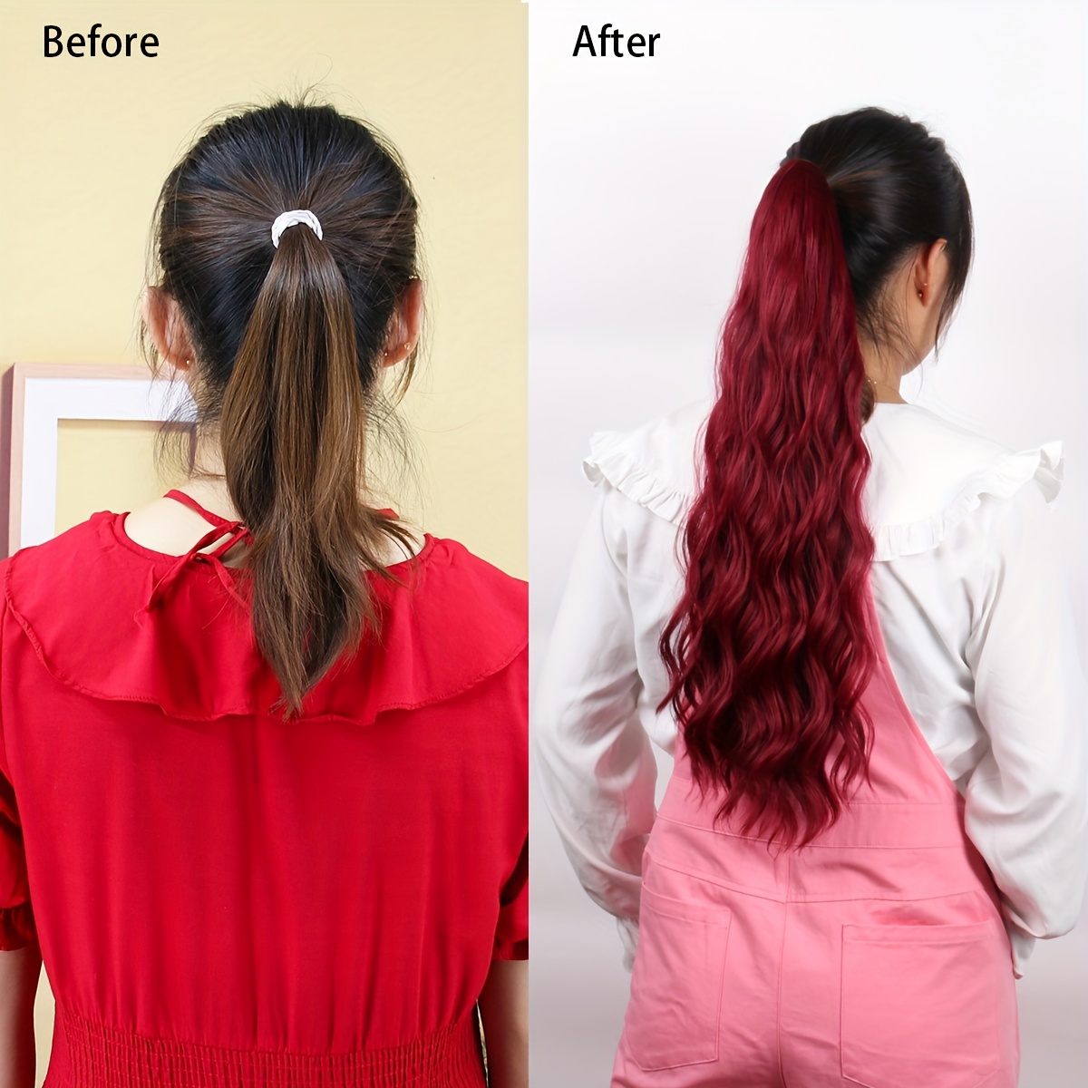 purple ponytail extensions long synthetic pony tails hair extensions clip on ponytails for women 24 claw ponytail extension hair piece wavy high pony tails synthetic heat friendly fiber for girls details 3