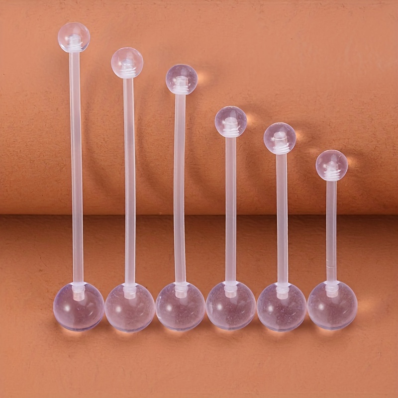 6pcs Acrylic Long Bar Belly Button Rings for Pregnant Women
