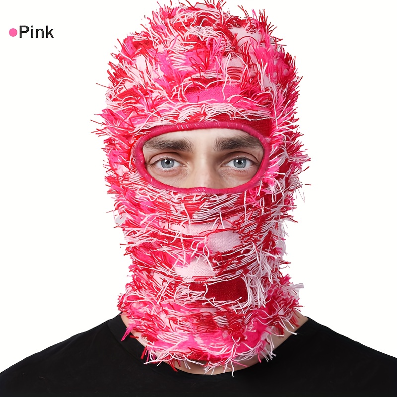 Fuzzy Shiesty Balaclava Distressed Knitted Full Face Ski Mask