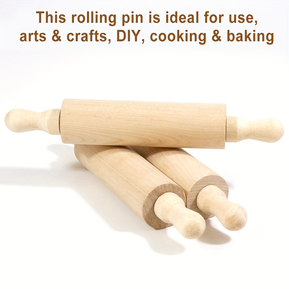 ArtCreativity 7 inch Mini Rolling Pins for Kids - Set of 3 - Small Wooden Rollers for Baking, Cooking, Play Doh, Clay, Cookie Dough - Arts and Crafts