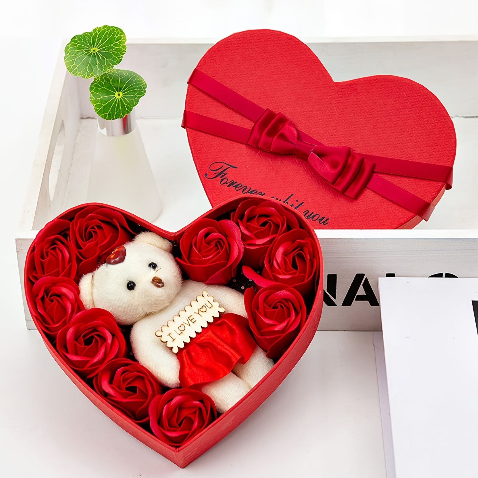 Soap Rose Flowers Bear Gift Box Xmas Birthday Valentine - Temu