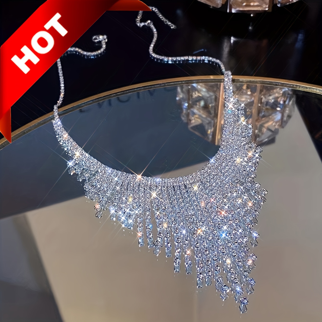 exaggerated personality rhinestones statement necklace luxury design bib necklace banquet ornament details 1