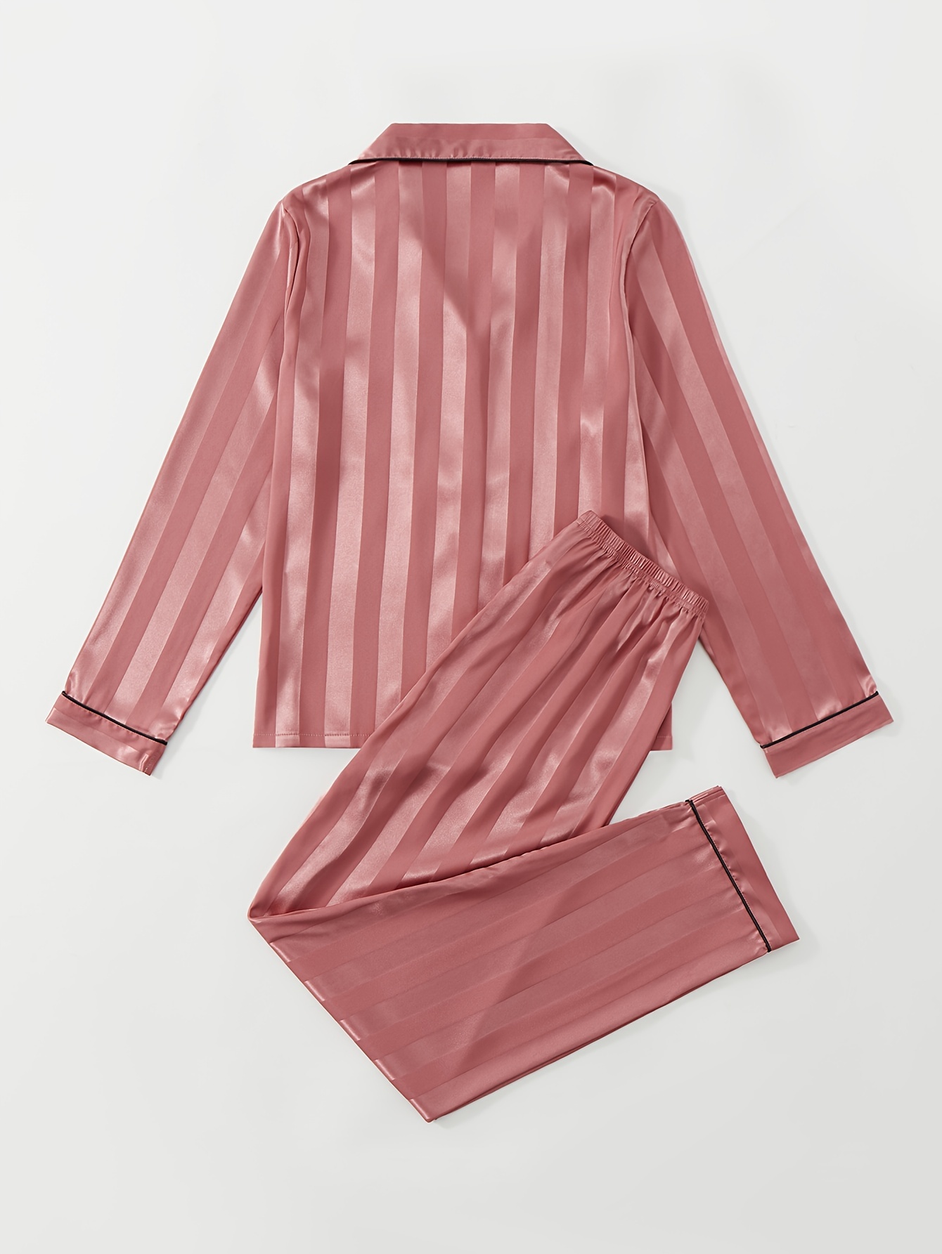 NEW Victoria's Secret SILKY SATIN Lounge Striped Pants Pale Pink