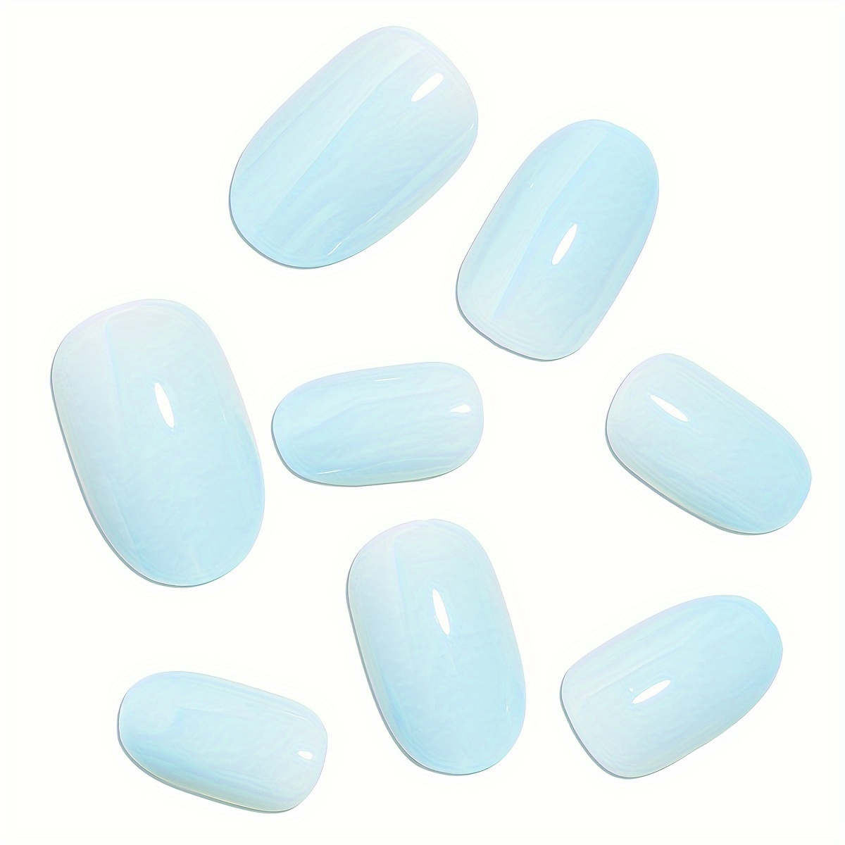 24pcs mid length oval shape press on nails solid color fake nail full cover nails for women details 38