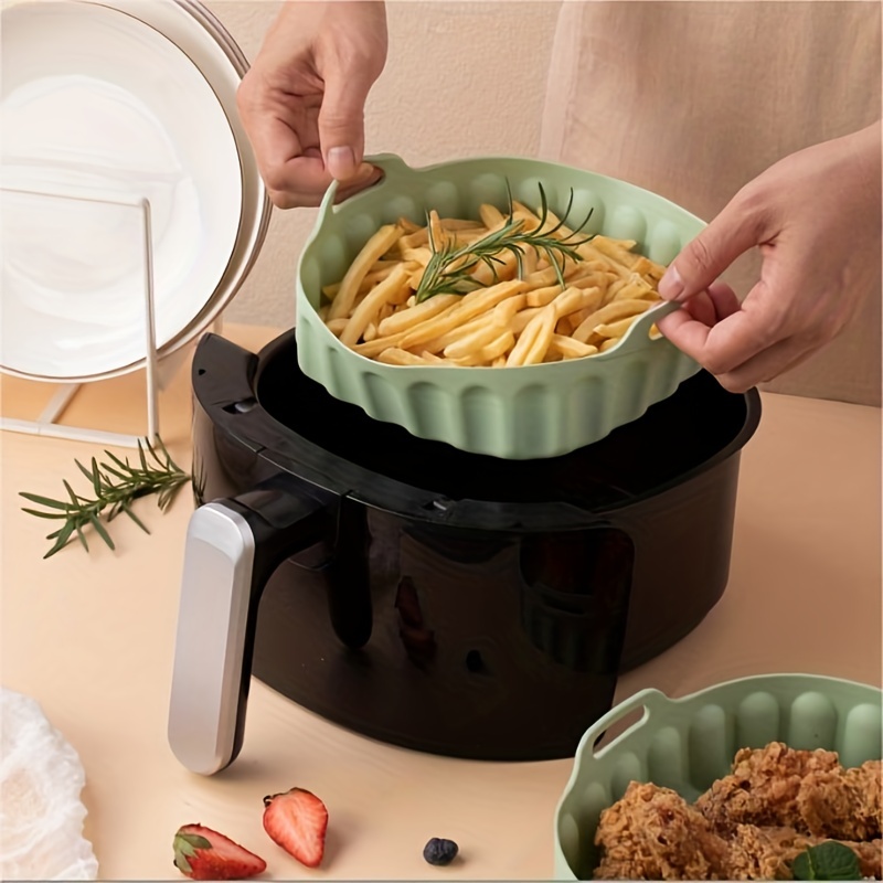 High Temperature Resistant Folding Silicone Air Fryer Basket Baking Pan  Inner Basket Silicone Pot Air Fryer - Temu