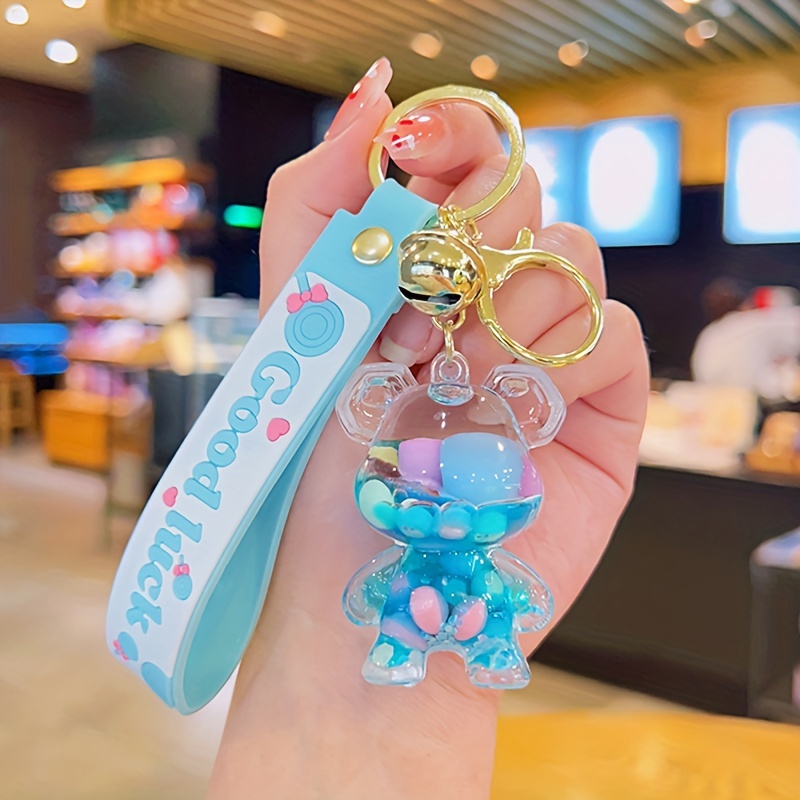 Cute In Oil Floating Bear Ball Keychain Acrylic Moving Liquid Quicksand  rabbit Animal keyring for Women Female Bag pendant Gifts - AliExpress
