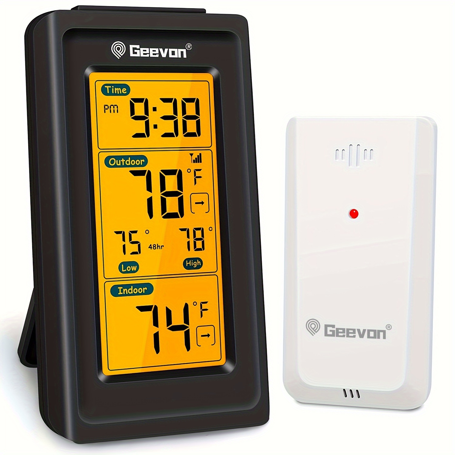 1 Stück, Temperaturmesser, Innen-Außen-Thermometer, Hintergrundbeleuchtetes  Digitales Funkthermometer, Temperatur Mit Zeit, Außenthermometer Für