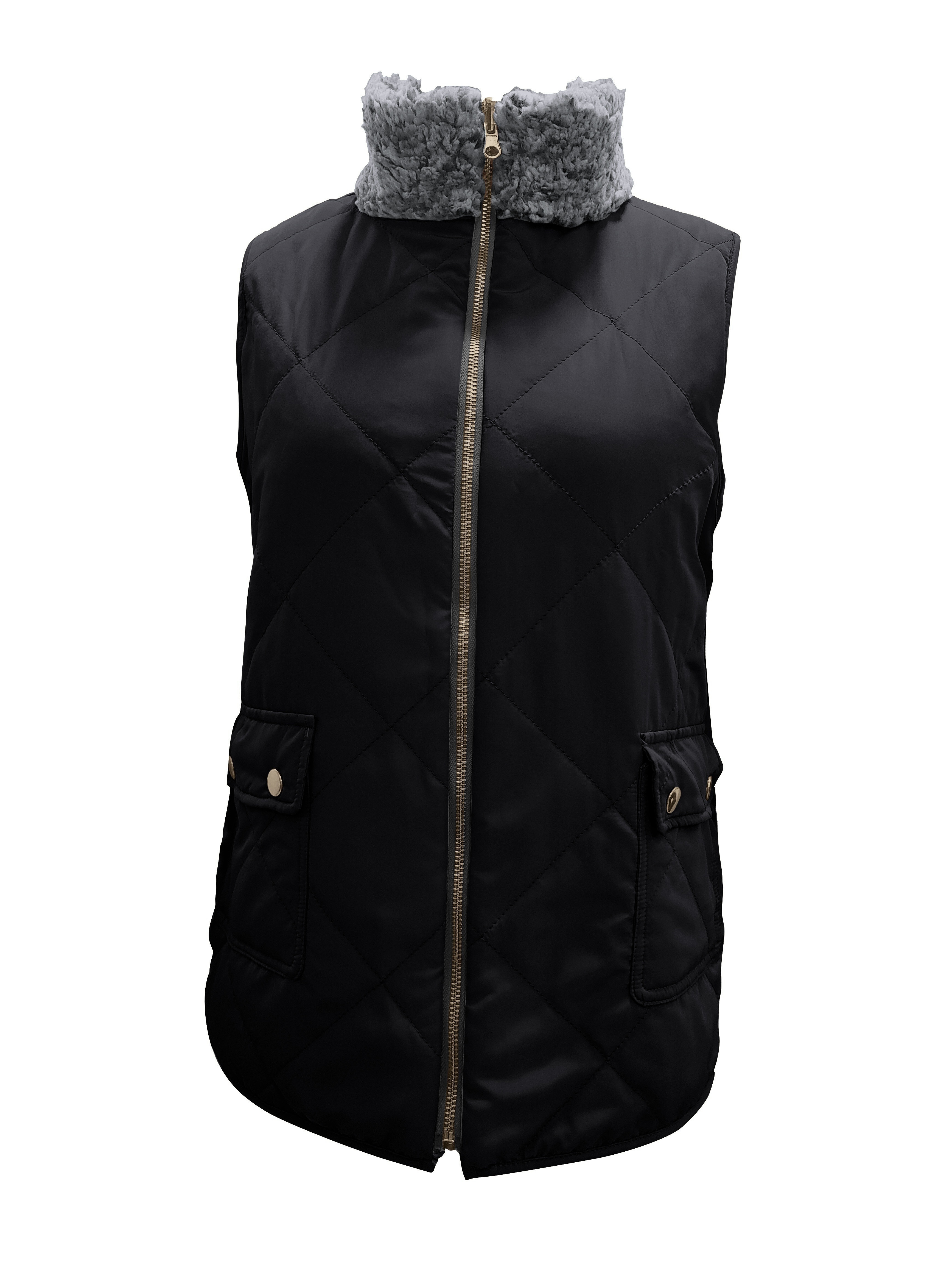 Solid Fall Winter Vest Casual Zip Sleeveless Vest Women's - Temu Philippines