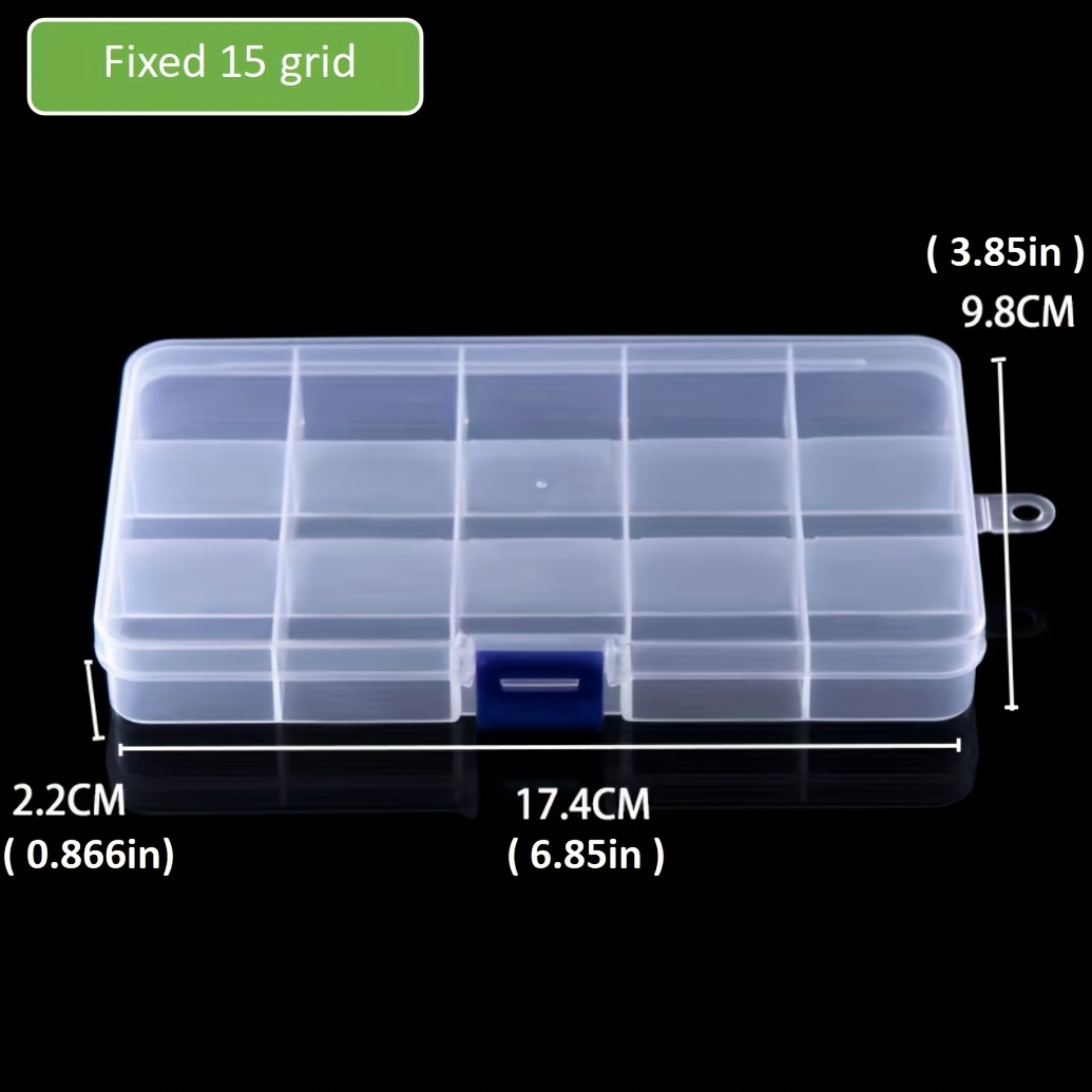 4 Pcs 15 Grids 6.85 inch x 3.85 inch Adjustable Small Removable Clear Plastic  Jewelry Organizer Divider Storage Box Jewelry Earring Tool Containers  (15-Grid) 