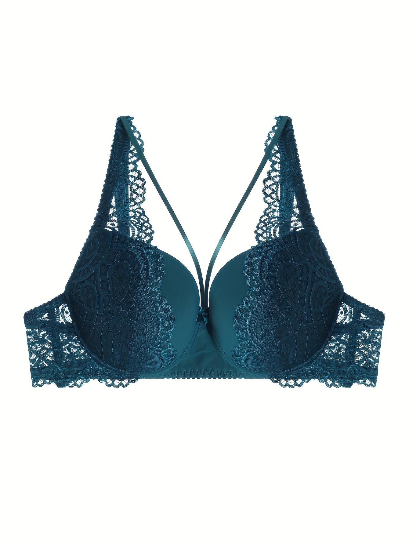 Sexy Contrast Lace Bra Comfy Breathable Solid Padded - Temu Canada