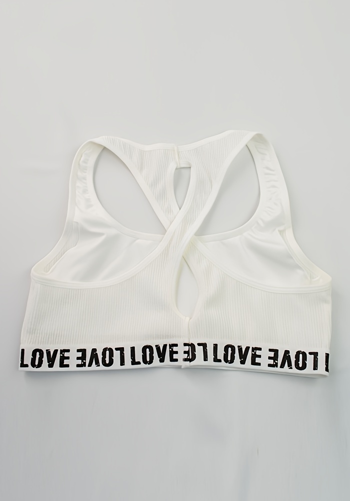 Letter Print Sports Bras Comfy Breathable Running Workout - Temu Canada