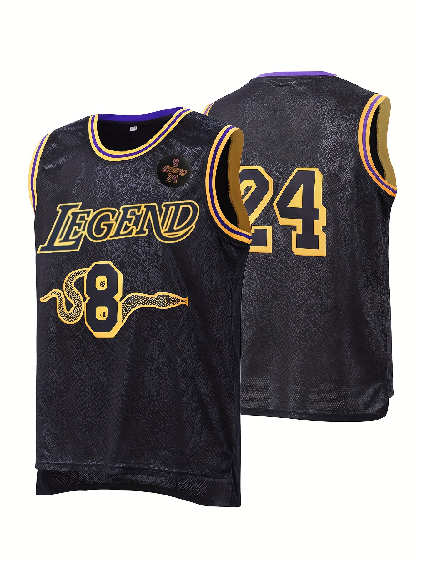 Men's Black Embroidered Basketball Casual Jersey Front And Back #24 Men's  Casual Fashion Jersey Size S-xxxl - Temu