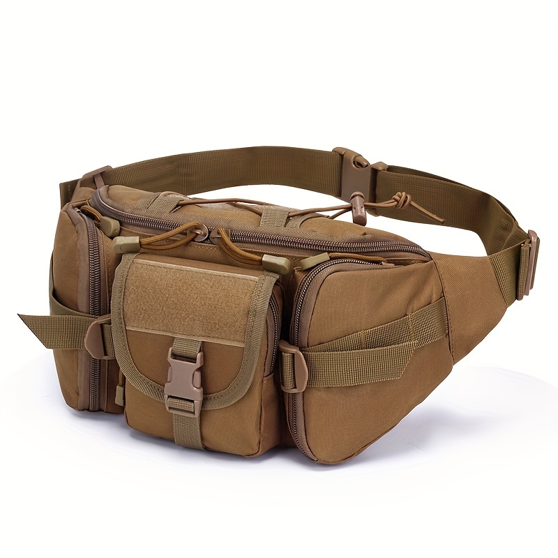 Tactical Waist Bag Outdoor Sports Waterproof Nylon Waist Bag Buckle Hiking Waist Bag Khaki
