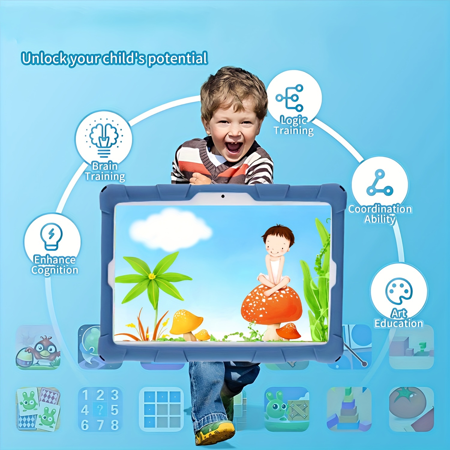 10 1 inch android tablet 2gb memory 32 gb eye protection parental control silicone case educational tablet google play youtube childrens gifts puzzle games toys christmas gifts