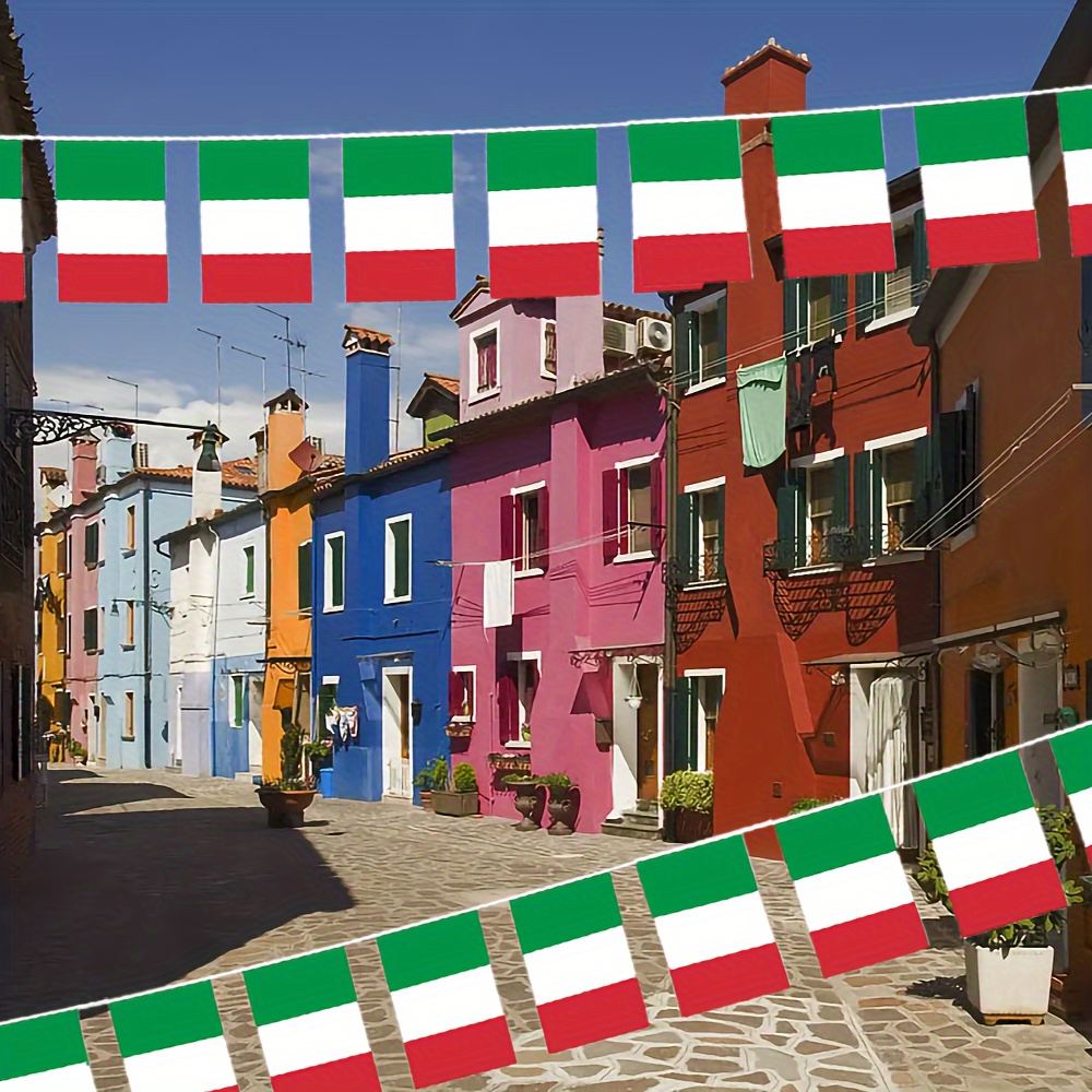 

30pcs, Italian Strung Flags, Small Italian Flag Pulling Flags, Single Sided Flag, Suitable For Decoration Of Event And Competition Opening Sites, Holiday Party Decorations