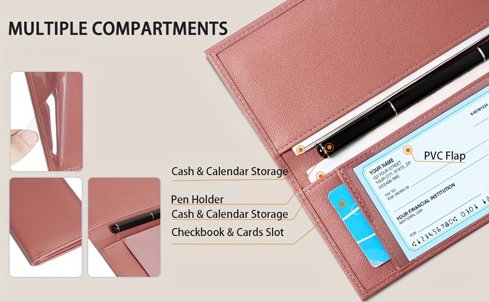 Minimalist Long Slim Checkbook Case Bifold Solid Color - Temu