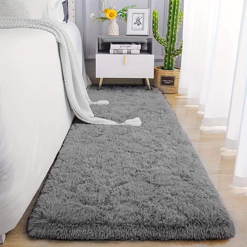 Blue Grey Shag Area Rug Modern Rectangle Plush Fuzzy Rugs - Temu