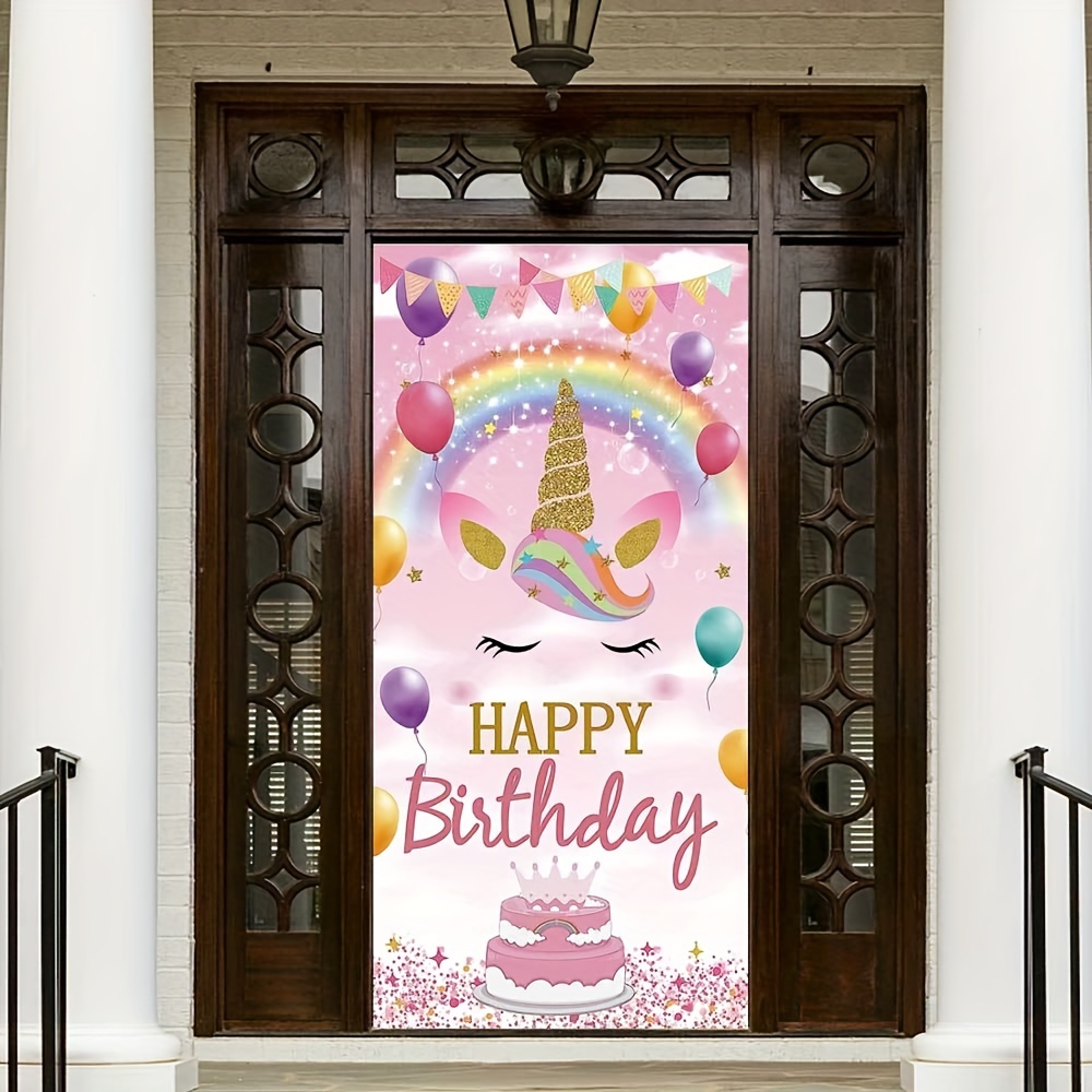 Happy Birthday Banner, Birthday Decorations Banner, Unicorn Birthday Banner  For Girls Unicorn Happy Birthday Banner Unicorn Door Cover Banner For Girls  Unicorn Themed Birthday Party Decor Photo Props - Temu Bulgaria