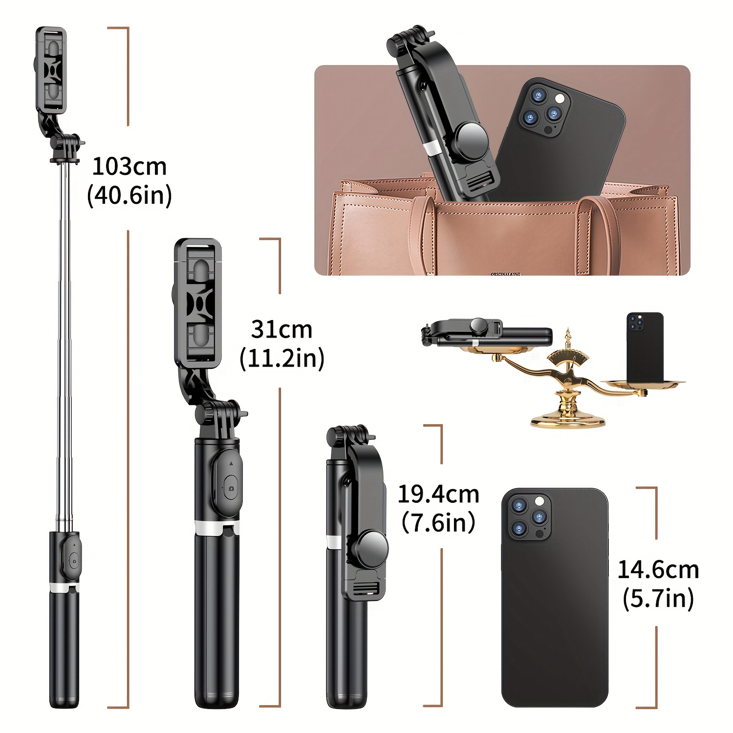 TD® Perche à selfie samsung iphone stick support trépied téléphone por –