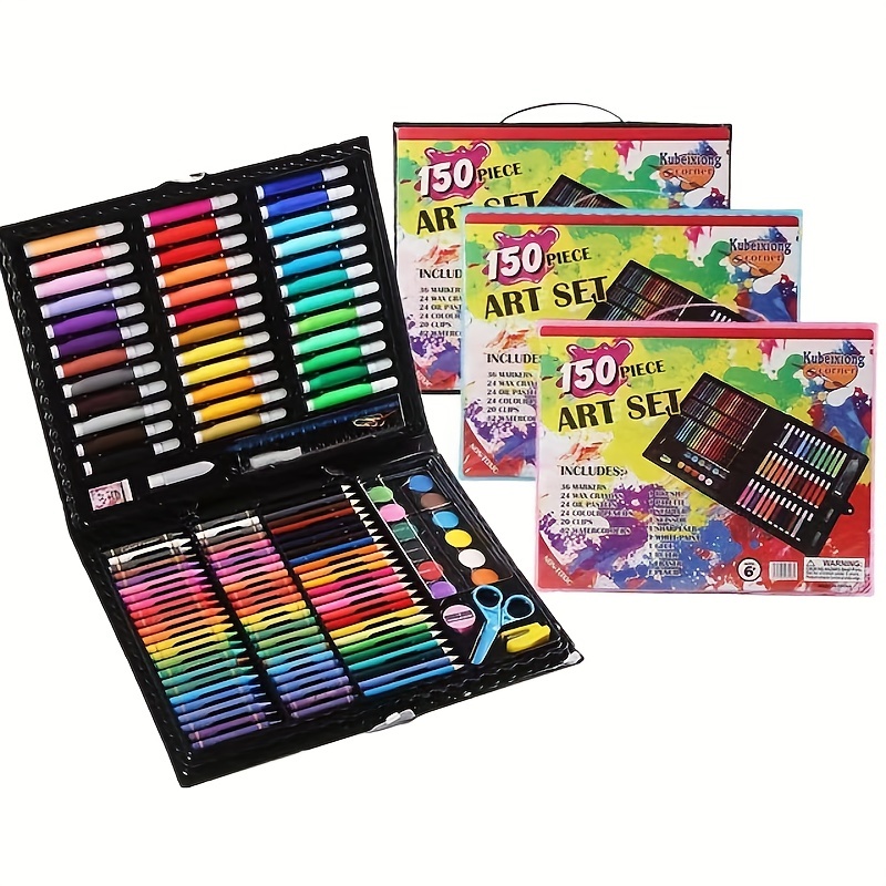 Art Supplies , 150 Piece Wooden Art Set Painting Supplies with Watercolor  Powder, Oil Pastels, Colored Pencils, Watercolor Paint, Portable Art Paint  Set of 2, Gift for Kids Beginners and Artists, Pink 