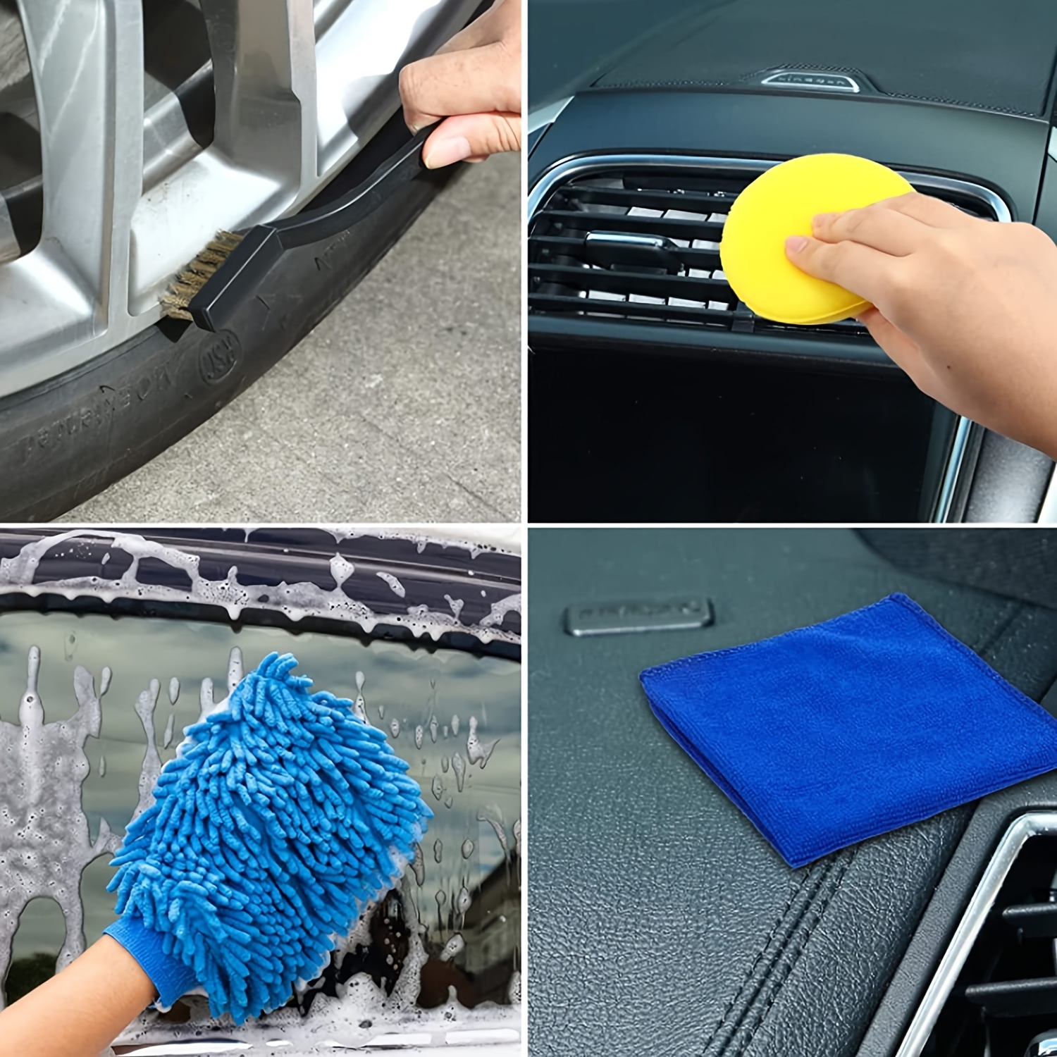 Car Cleaning Kit Scrubber Drill Detailing Brush Set Air Conditioner Vents  Towel Washing Gloves Polisher Adapter Vacuum Cleaner - Sponges, Cloths &  Brushes - AliExpress
