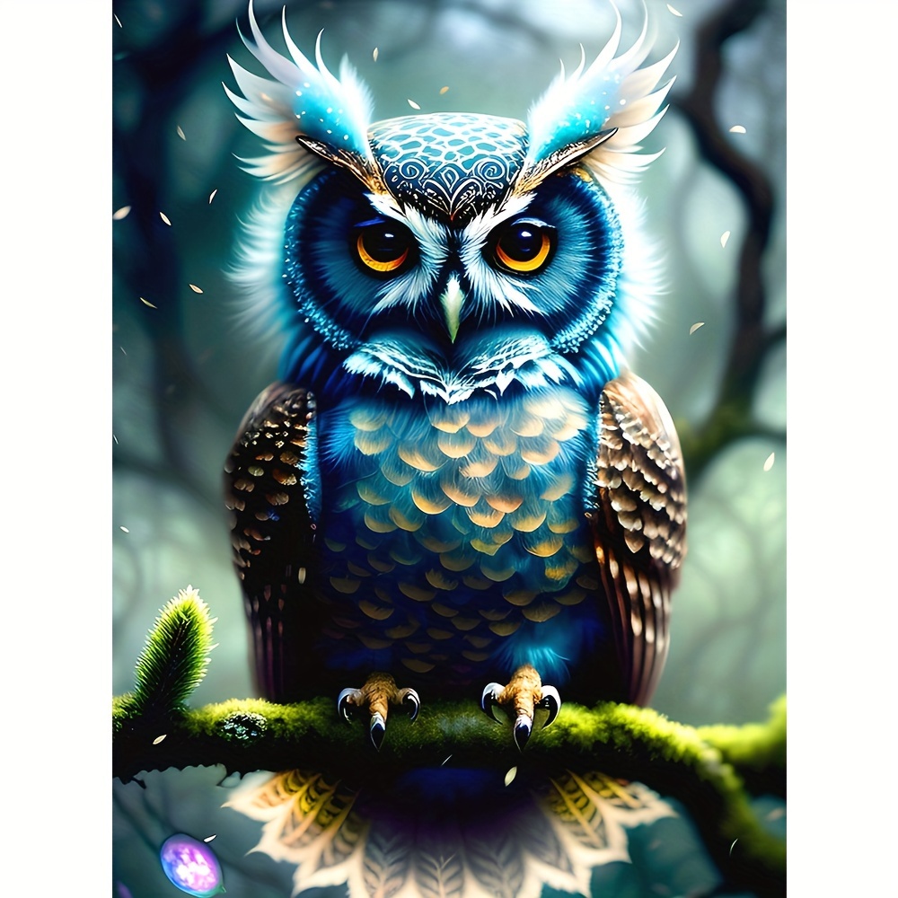 

1pc 30x40cm/11.8x15.7in Adult Frameless Diamond Painting Kit, Blue Owl Pattern, 5d Diamond Round Diamond Painting, Diy Crafts, Suitable For Home Decoration, Wall Decoration, Creative Gifts