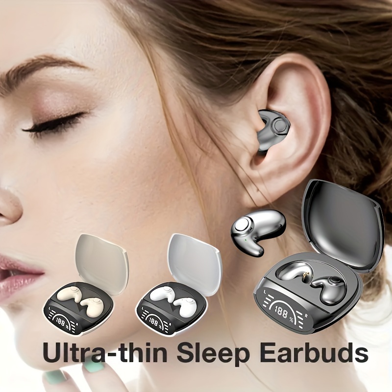  Audífonos inalámbricos invisibles para dormir Ipx5,  impermeables, con cancelación de ruido, sin sentido, auriculares invisibles  inalámbricos Bluetooth, auriculares ocultos para el trabajo (negro y  blanco) : Electrónica