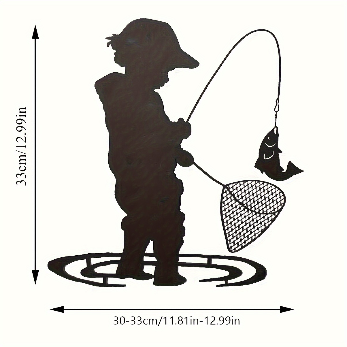Boy Silhouettes Fishing Playing Vintage Metal Garden Stake - Temu