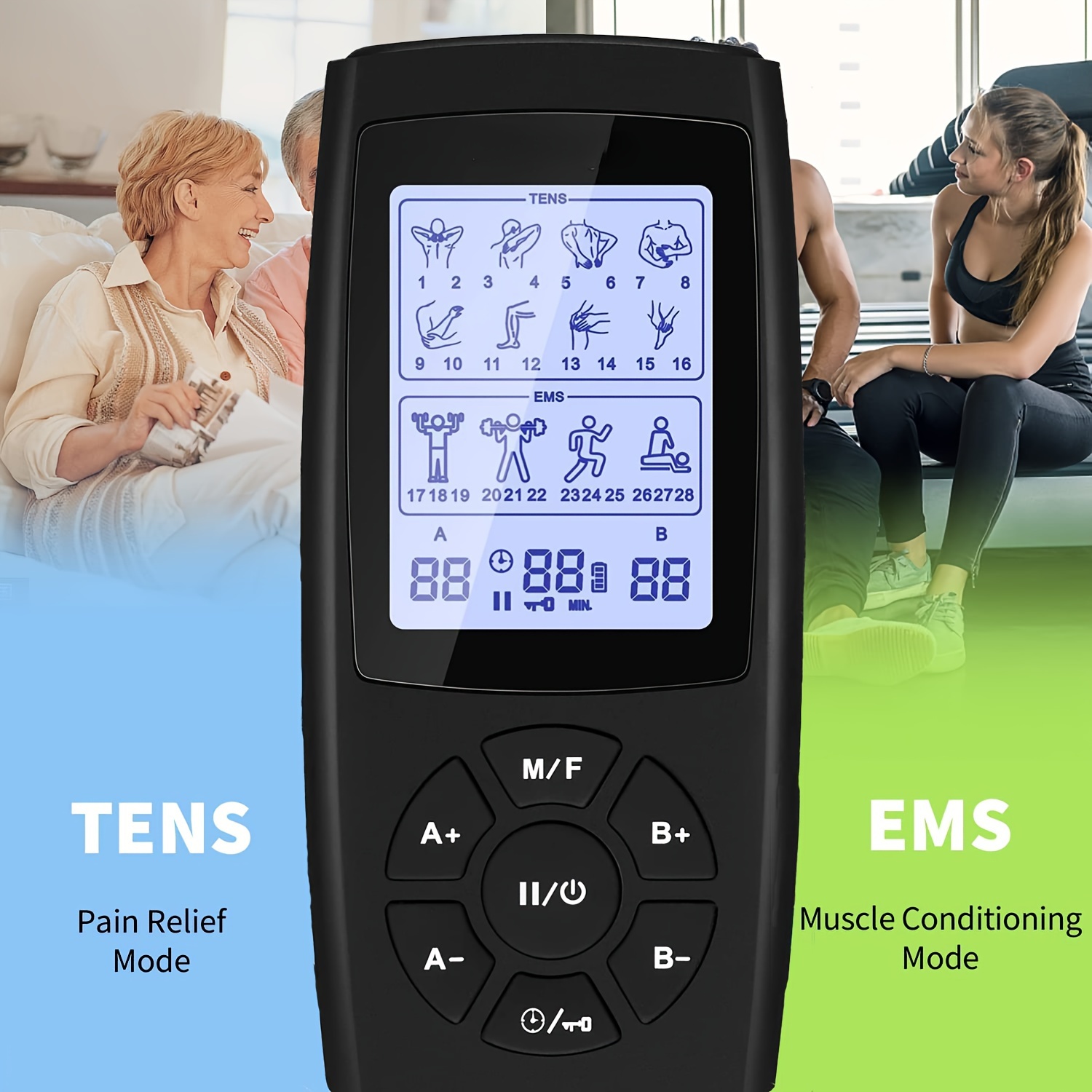 1pc TENS EMS Unit 28 Mode 40 Intensity Muscle Stimulator For Pain Relief  Therapy, Dual Channel Rechargeable TENS Machine