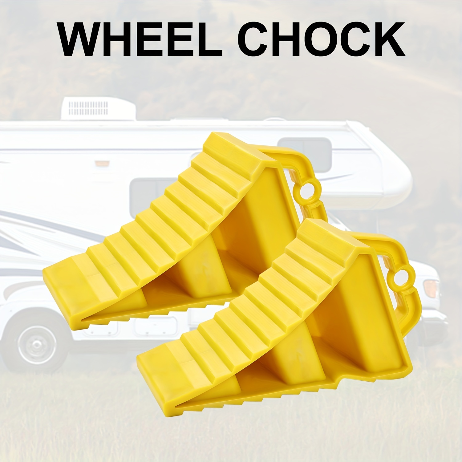 Cales de roue de voiture Blocs Anti-antidérapant Grip Bloc de cale nervurée  pour pneus avant et arrière Coin en caoutchouc robuste pour caravane Rv