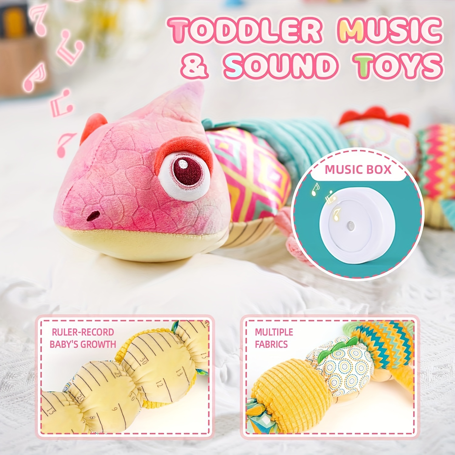  Juguete para bebé de 0 a 6 meses, peluche musical para bebé con  arrugado multisensorial, sonajero y texturas, juguete para bebé niña para  regalo de cumpleaños de 6 a 12 meses (