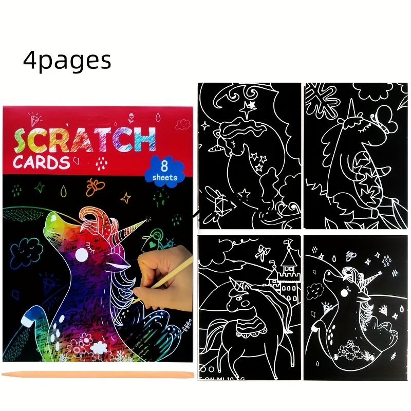 2pages Scratch Art Paper Rainbow Scratch Paper Scratch Off - Temu