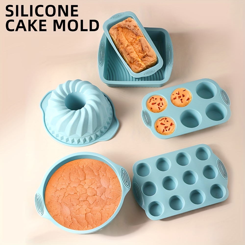 5pcs, Baking Molds Set, Including Silicone Bundt Mold, Cake Pan